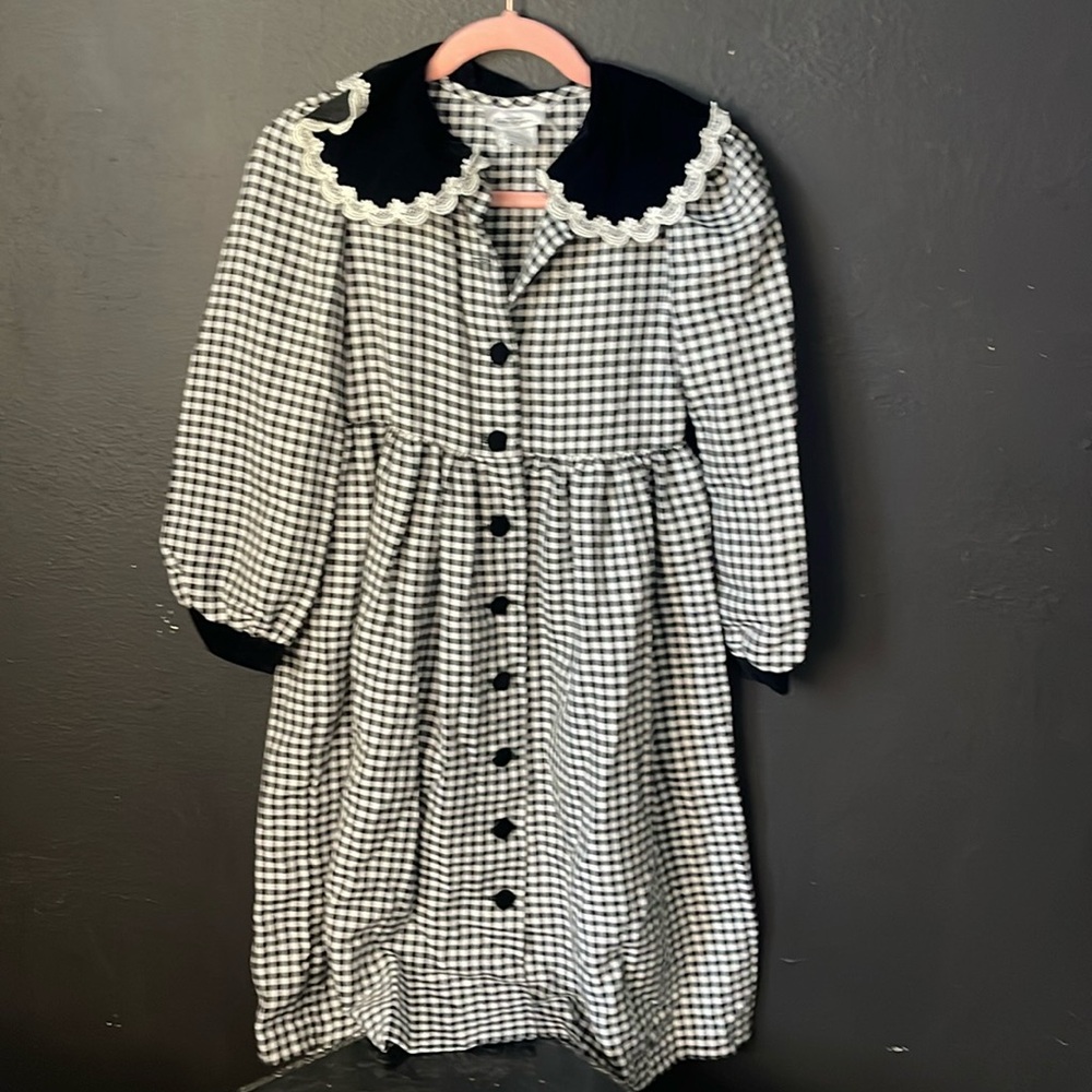 Bonnie Jean Black & White Check Dress, Size 10